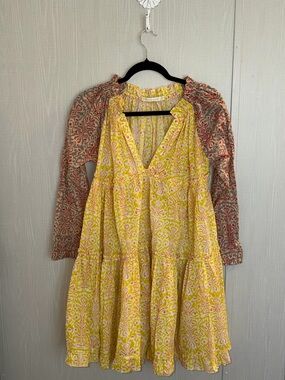 Pre-Owned Charina Sarte Boho Preppy Size XS Above Knee Long Sleeve Dress